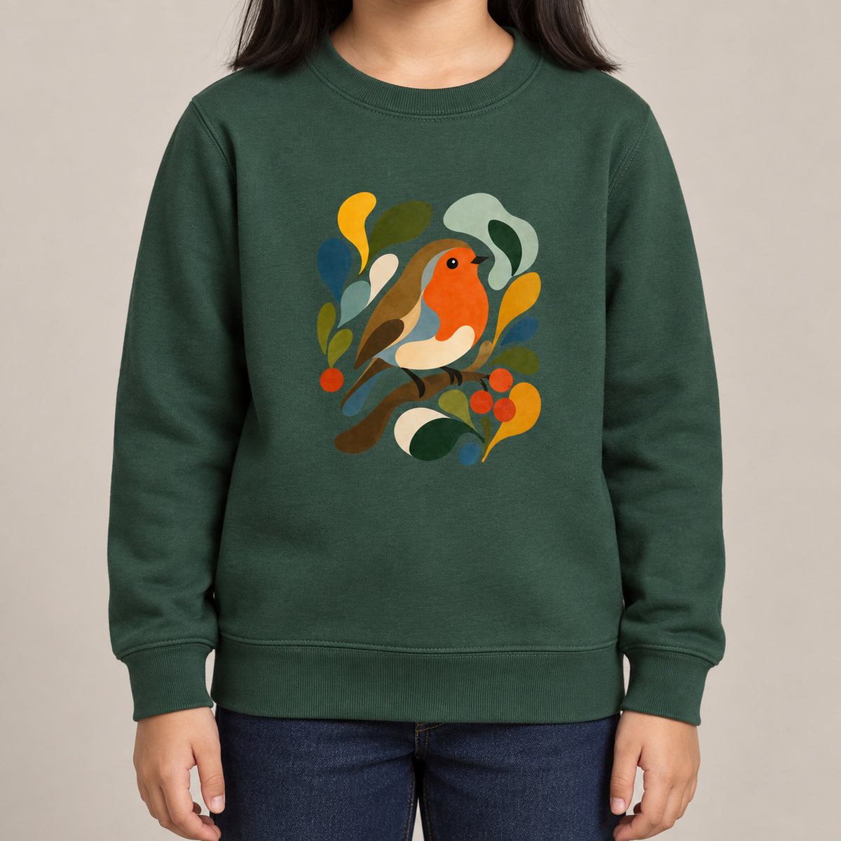 Hedgerow Harmony Kids' Sweatshirt - Freeform Fauna lead image