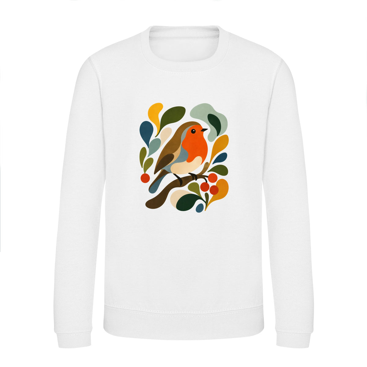 Hedgerow Harmony Kids' Sweatshirt - Freeform Fauna Arctic White colour variant image