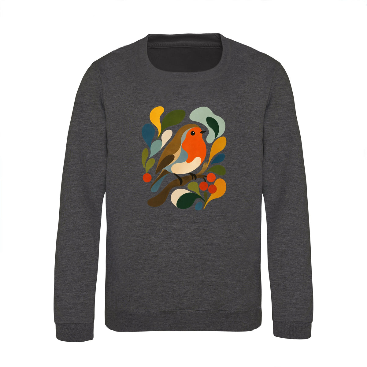 Hedgerow Harmony Kids' Sweatshirt - Freeform Fauna Charcoal colour variant image
