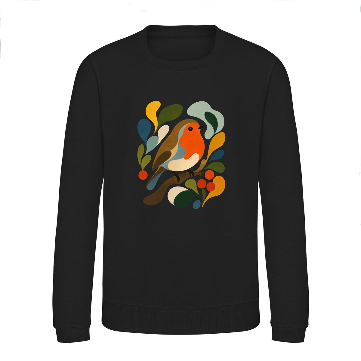 Hedgerow Harmony Kids' Sweatshirt - Freeform Fauna Deep Black colour variant image
