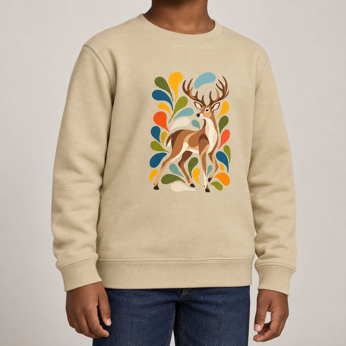 Woodland Majesty Kids' Sweatshirt - Freeform Fauna lead image