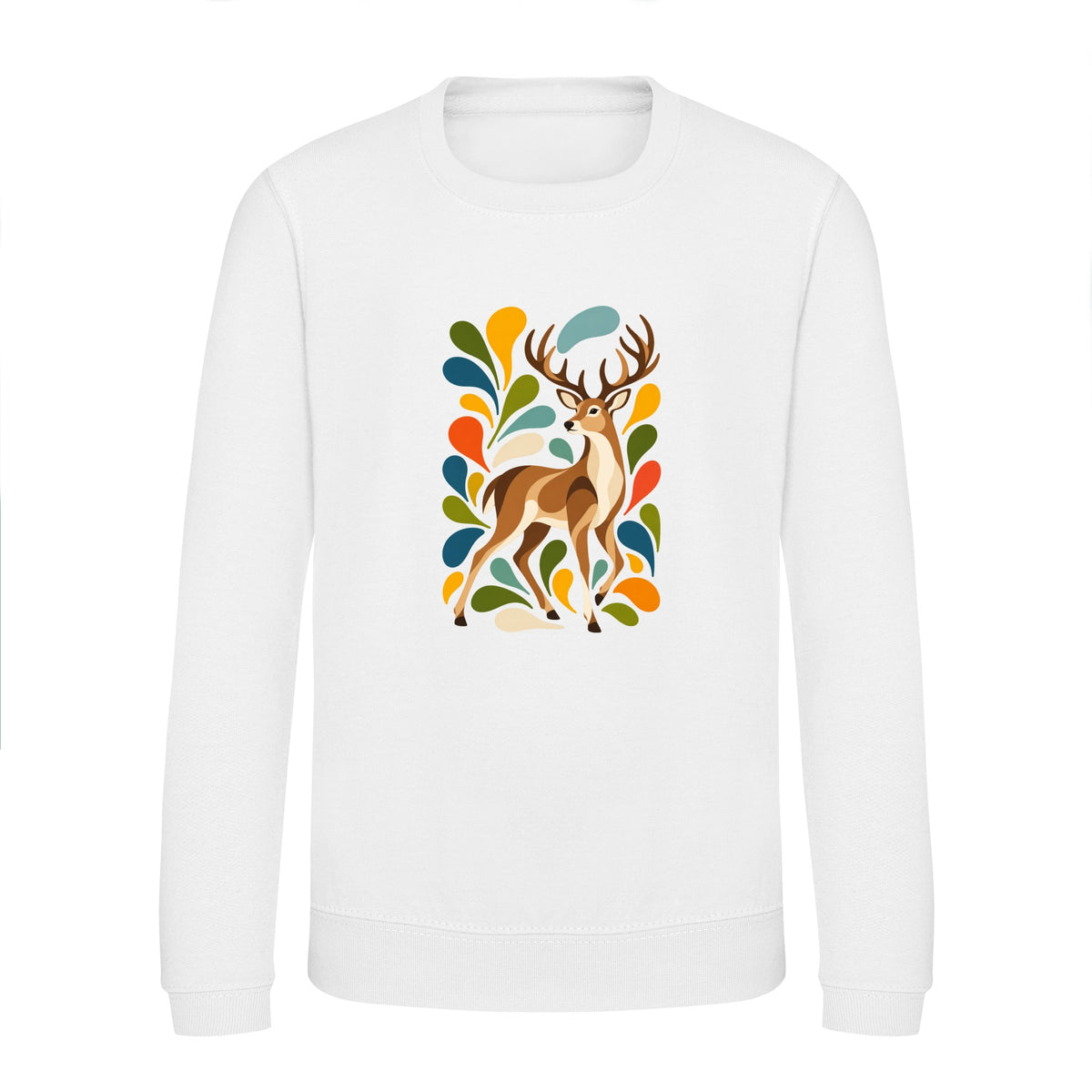 Woodland Majesty Kids' Sweatshirt - Freeform Fauna Arctic White colour variant image