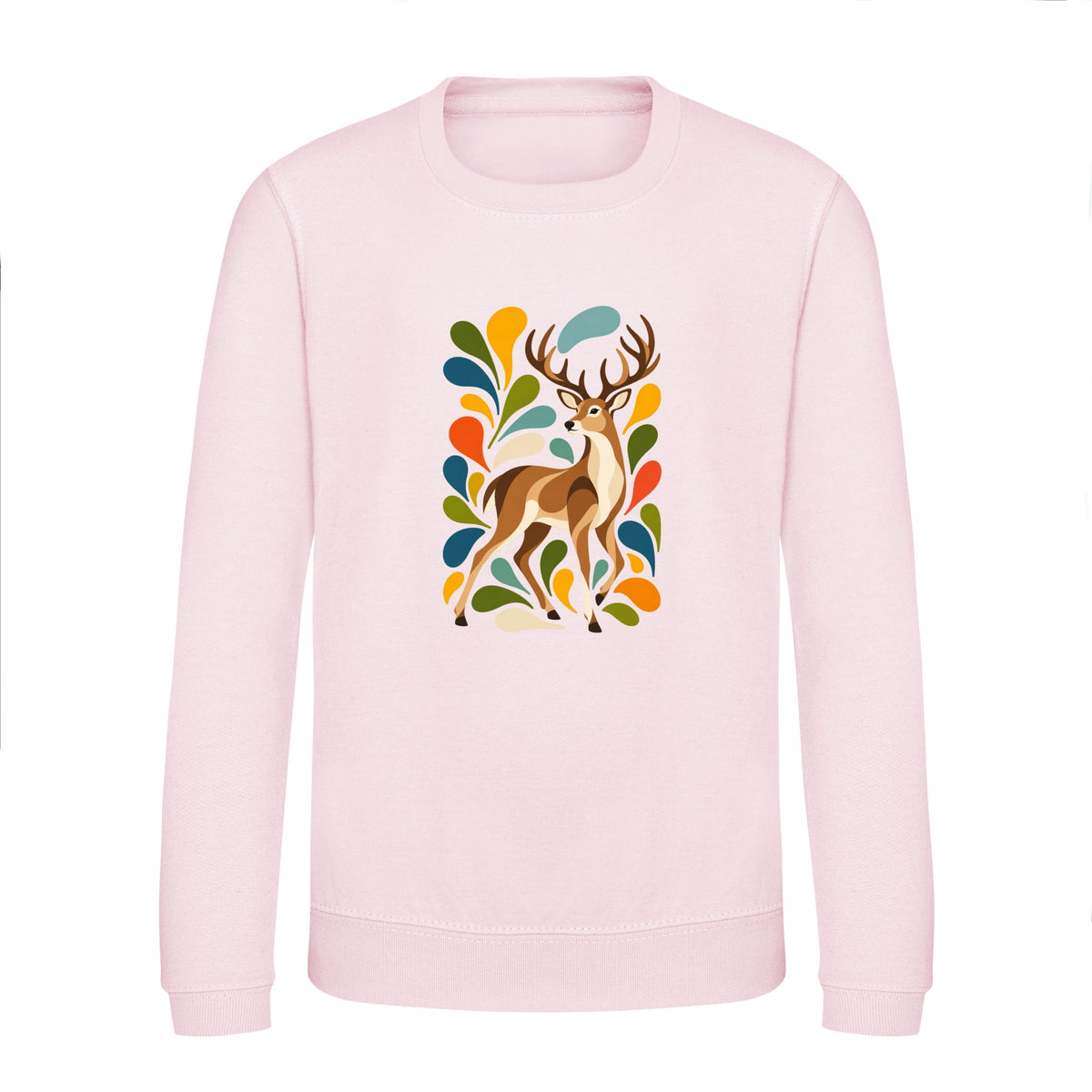 Woodland Majesty Kids' Sweatshirt - Freeform Fauna Baby Pink colour variant image