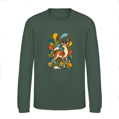 Woodland Majesty Kids' Sweatshirt - Freeform Fauna Bottle Green colour variant image
