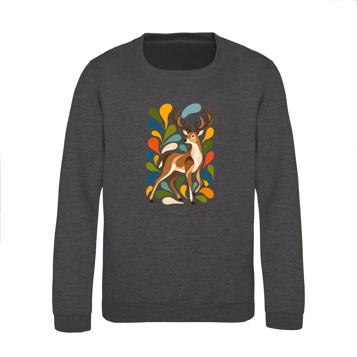 Woodland Majesty Kids' Sweatshirt - Freeform Fauna Charcoal colour variant image