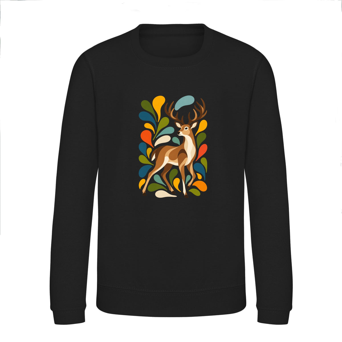 Woodland Majesty Kids' Sweatshirt - Freeform Fauna Deep Black colour variant image