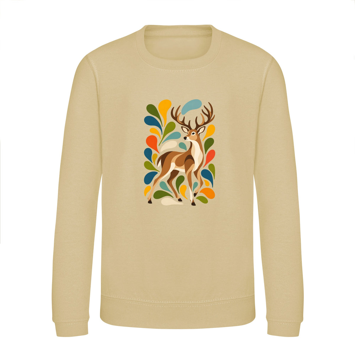 Woodland Majesty Kids' Sweatshirt - Freeform Fauna Desert Sand colour variant image