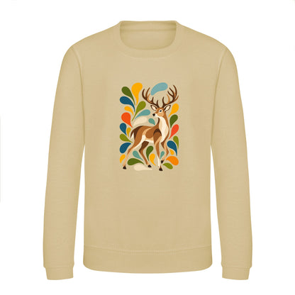 Woodland Majesty Kids' Sweatshirt - Freeform Fauna Desert Sand colour variant image