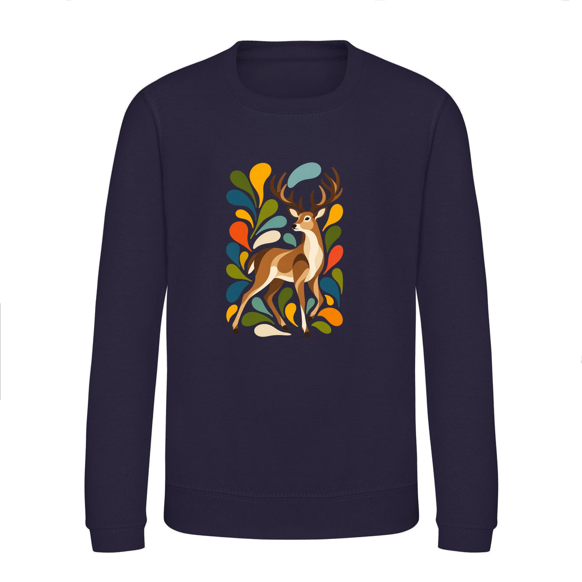 Woodland Majesty Kids' Sweatshirt - Freeform Fauna French Navy colour variant image