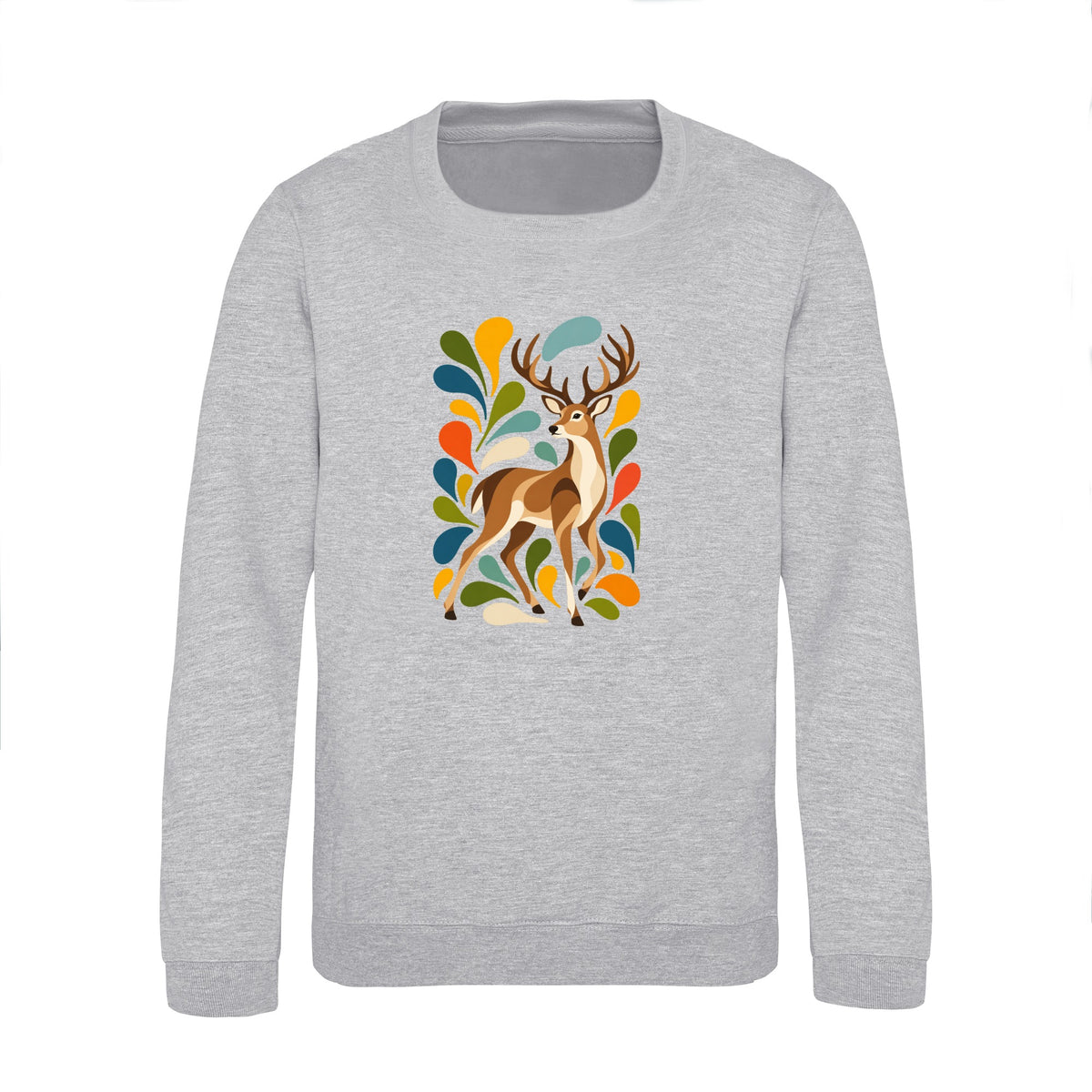 Woodland Majesty Kids' Sweatshirt - Freeform Fauna Heather Grey colour variant image
