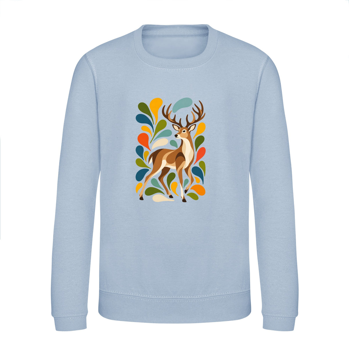 Woodland Majesty Kids' Sweatshirt - Freeform Fauna Sky Blue colour variant image