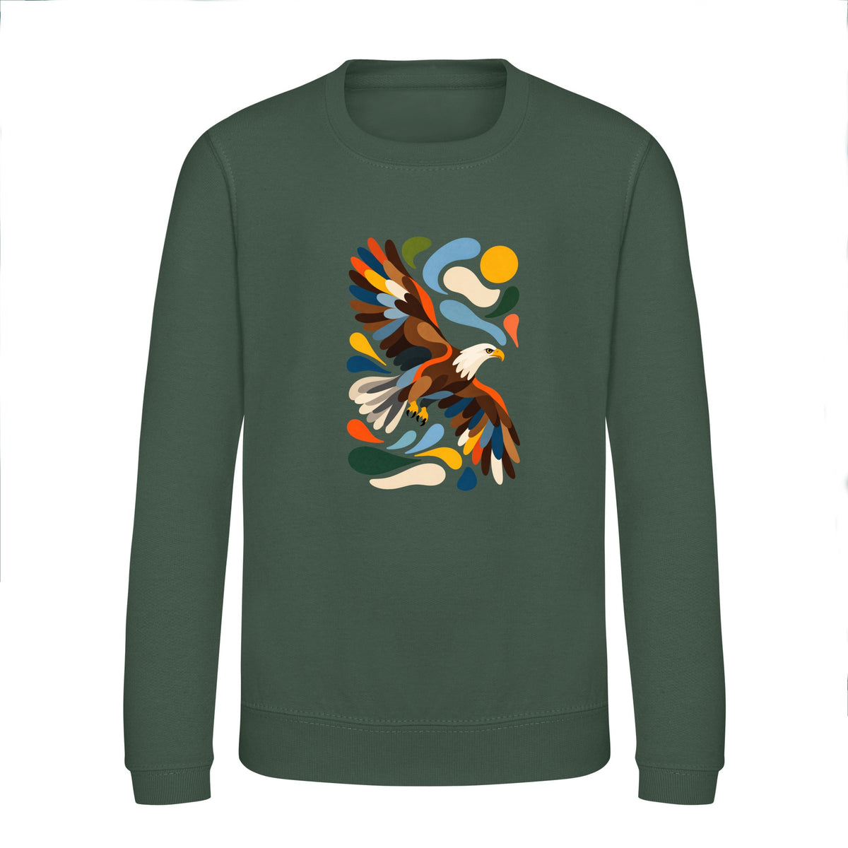 Skybound Spirit Kids' Sweatshirt - Freeform Fauna Bottle Green colour variant image