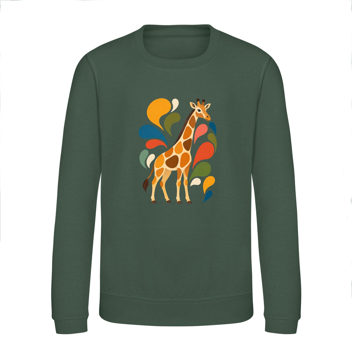 Sunlit Safari Kids' Sweatshirt - Freeform Fauna Bottle Green colour variant image