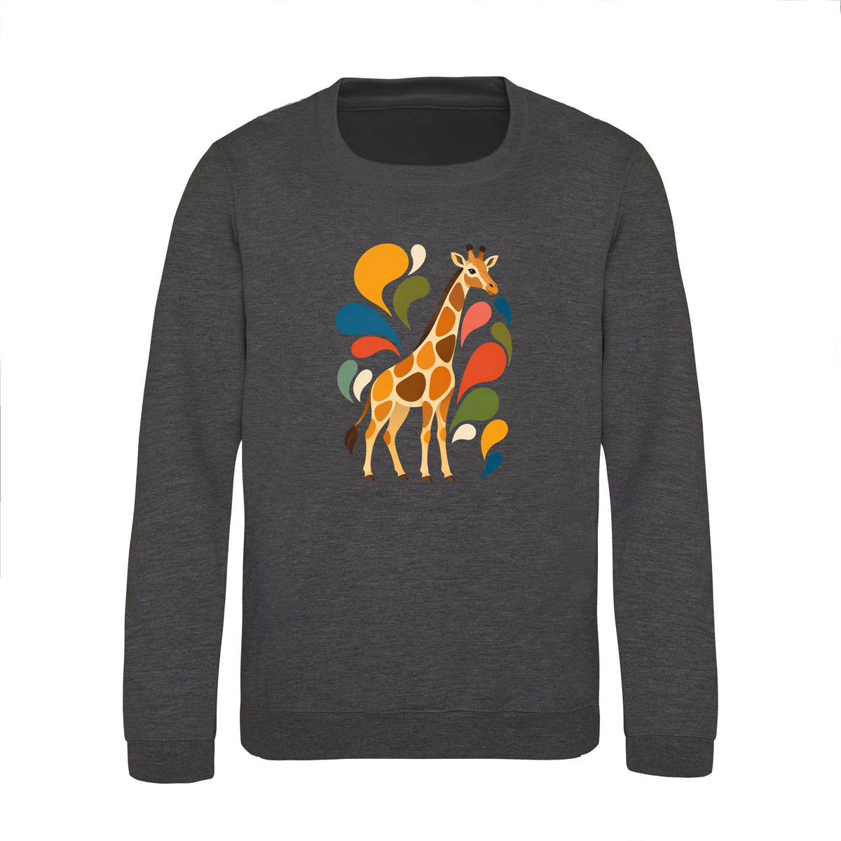 Sunlit Safari Kids' Sweatshirt - Freeform Fauna Charcoal colour variant image