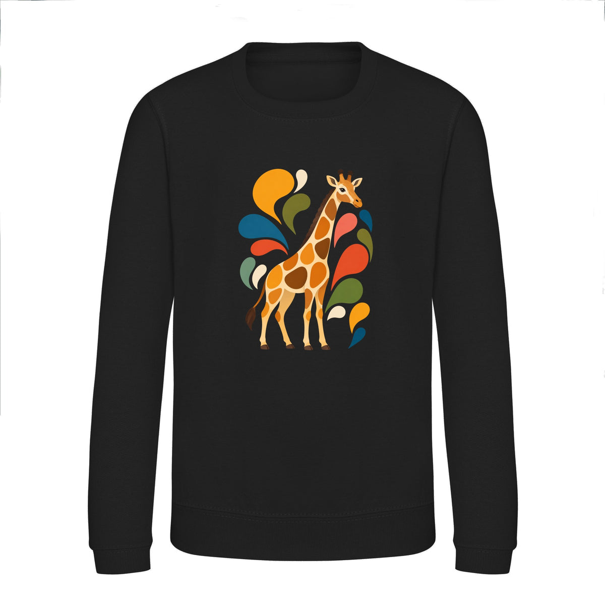 Sunlit Safari Kids' Sweatshirt - Freeform Fauna Deep Black colour variant image