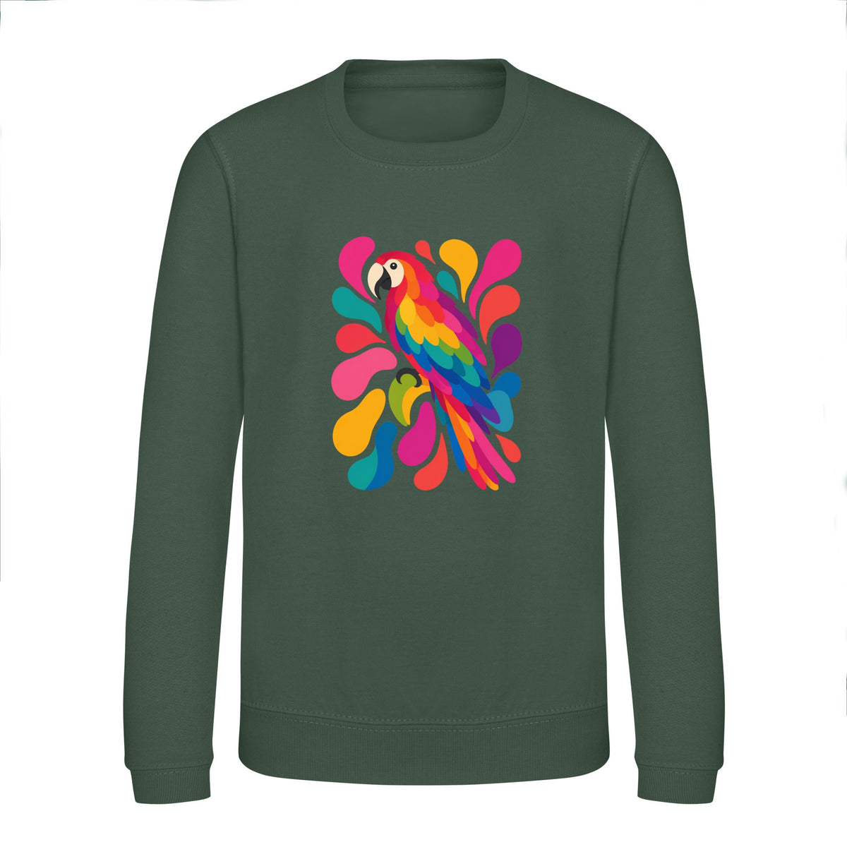 Tropical Burst Kids' Sweatshirt - Freeform Fauna Bottle Green colour variant image