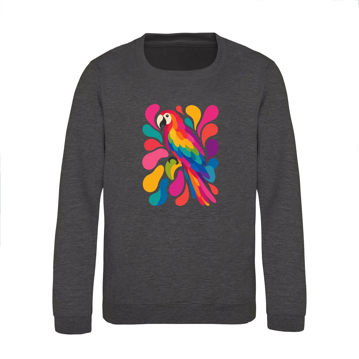 Tropical Burst Kids' Sweatshirt - Freeform Fauna Charcoal colour variant image