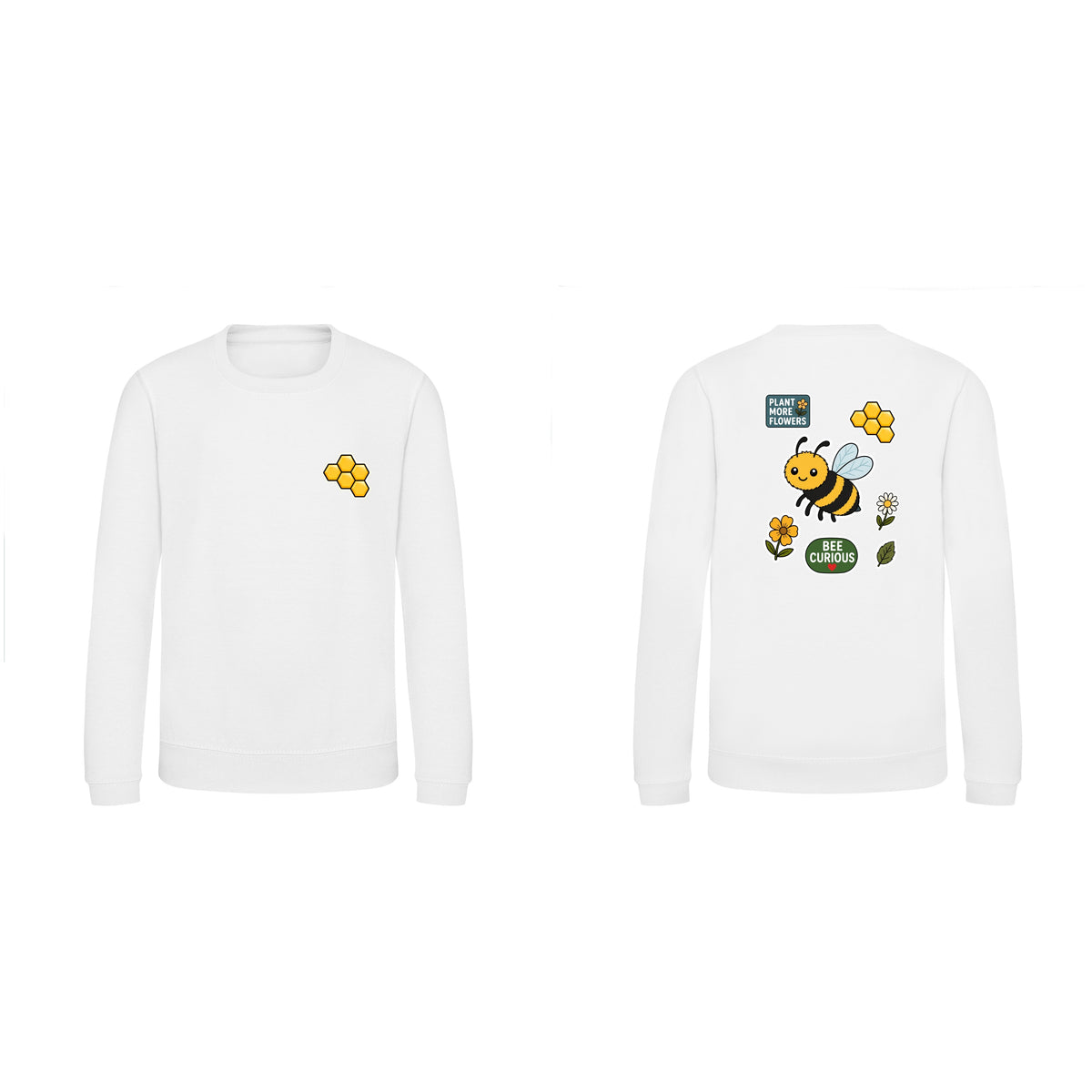 Bee Curious Kids' Sweatshirt - Badges of the Wild Arctic White colour variant image