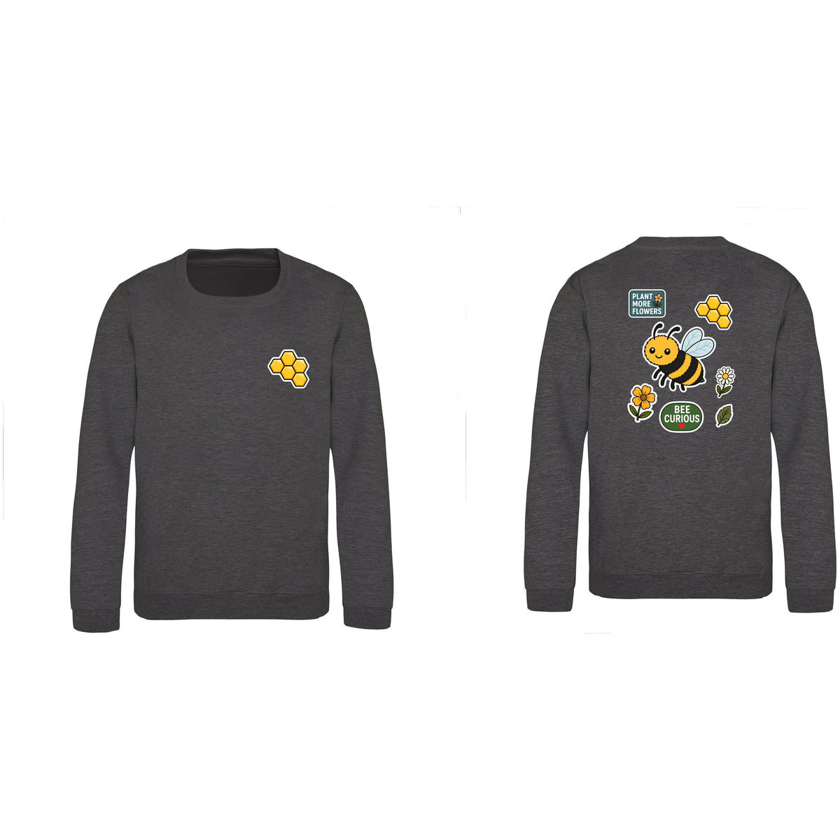 Bee Curious Kids' Sweatshirt - Badges of the Wild Charcoal colour variant image