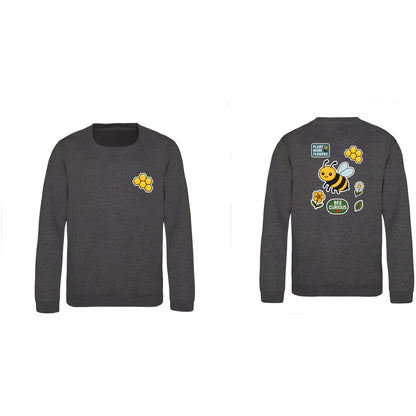 Bee Curious Kids' Sweatshirt - Badges of the Wild Charcoal colour variant image