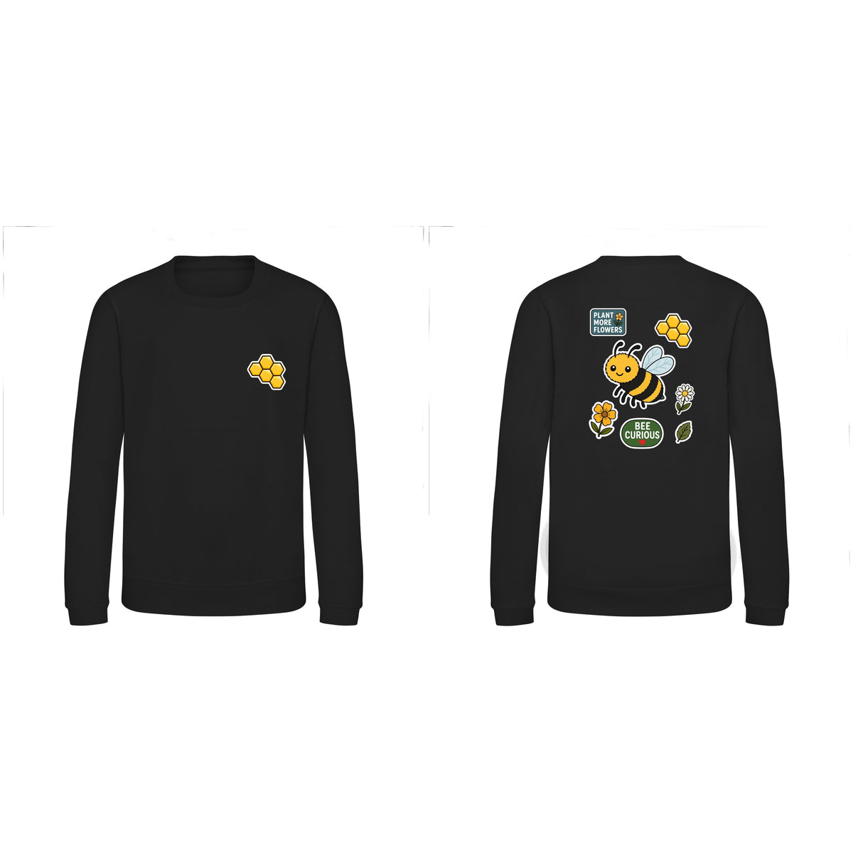 Bee Curious Kids' Sweatshirt - Badges of the Wild Deep Black colour variant image
