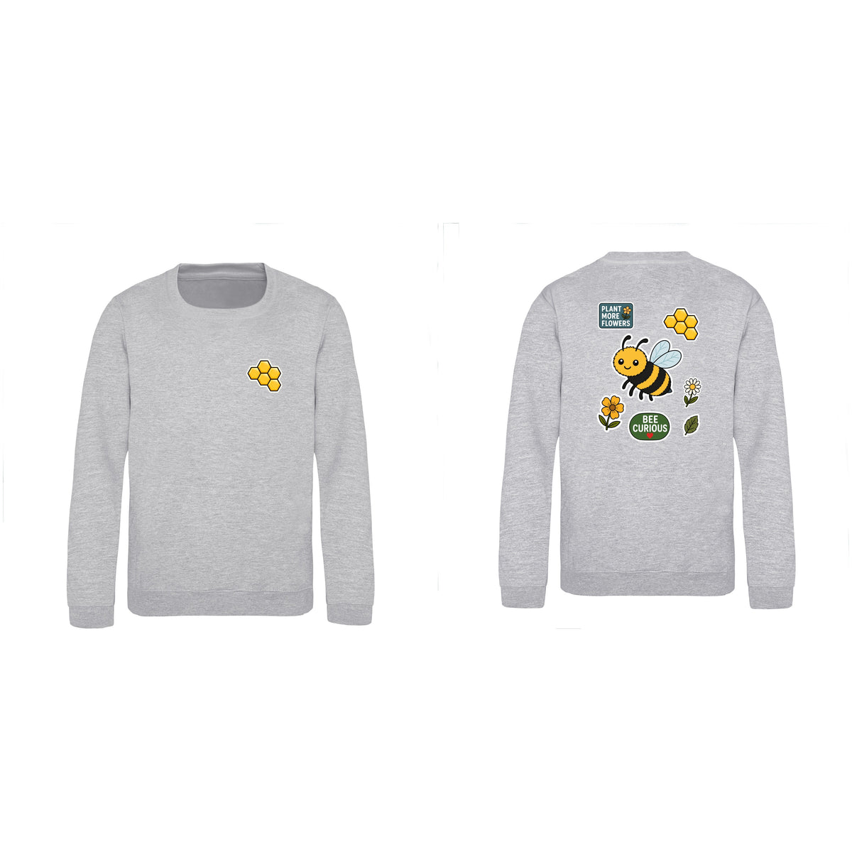 Bee Curious Kids' Sweatshirt - Badges of the Wild Heather Grey colour variant image