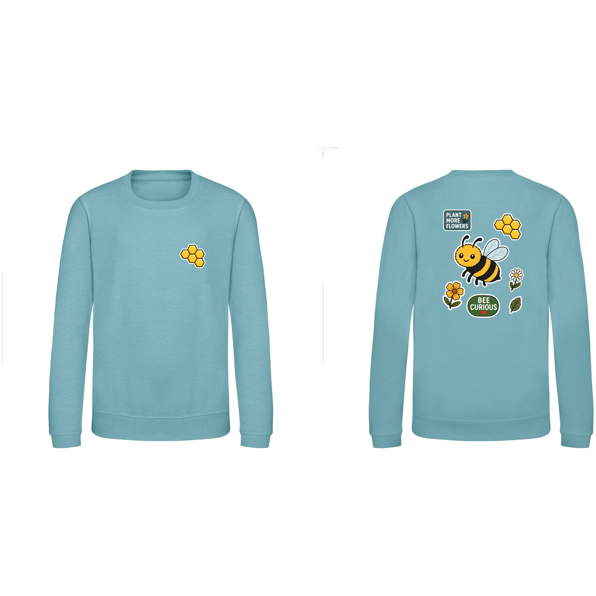 Bee Curious Kids' Sweatshirt - Badges of the Wild Seafoam colour variant image