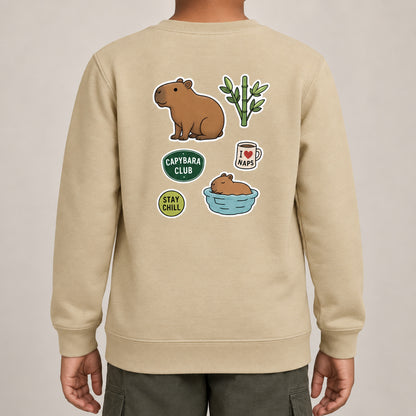 Capybara Chill Club Kids' Sweatshirt - Badges of the Wild lead image