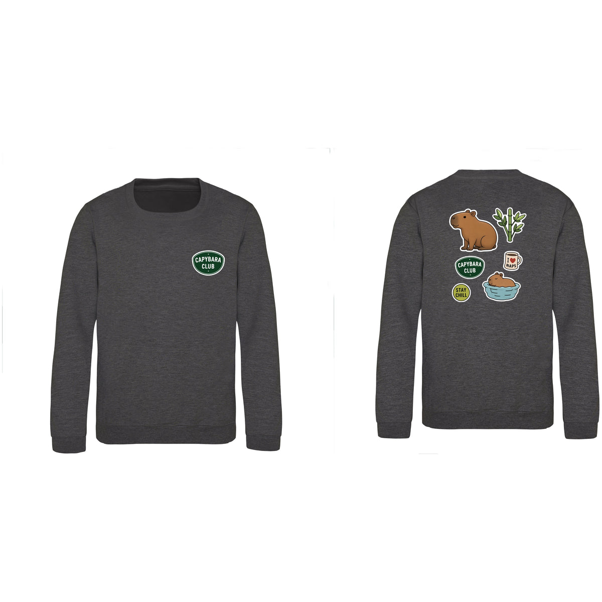 Capybara Chill Club Kids' Sweatshirt - Badges of the Wild Charcoal colour variant image