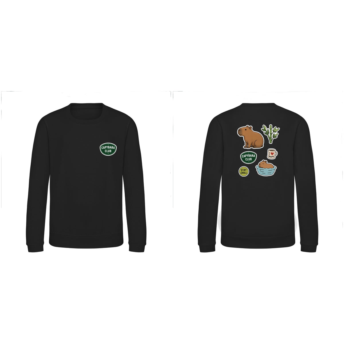 Capybara Chill Club Kids' Sweatshirt - Badges of the Wild Deep Black colour variant image