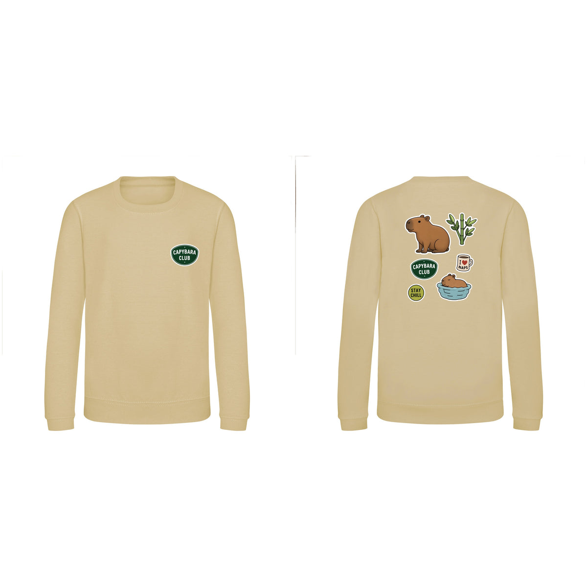 Capybara Chill Club Kids' Sweatshirt - Badges of the Wild Desert Sand colour variant image
