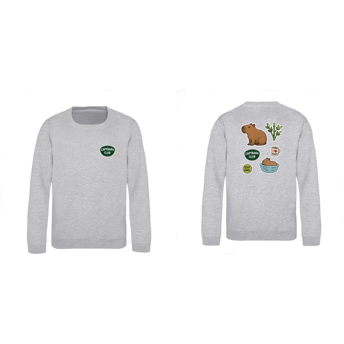 Capybara Chill Club Kids' Sweatshirt - Badges of the Wild Heather Grey colour variant image