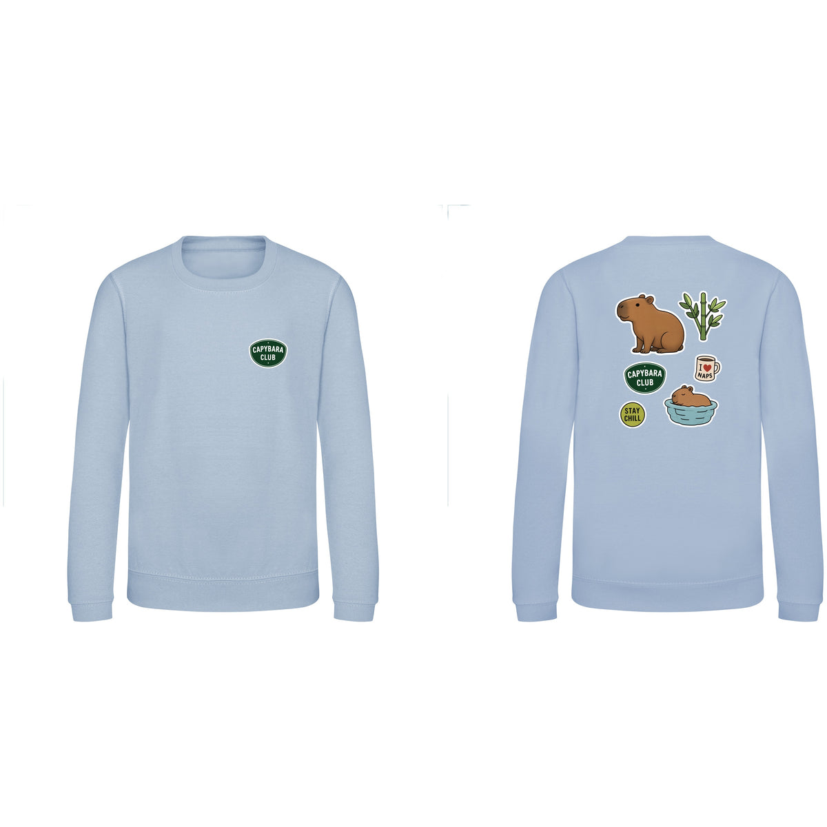 Capybara Chill Club Kids' Sweatshirt - Badges of the Wild Sky Blue colour variant image