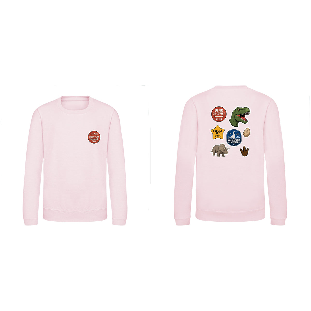 Dino Discovery Club Kids' Sweatshirt - Badges of the Wild Baby Pink colour variant image