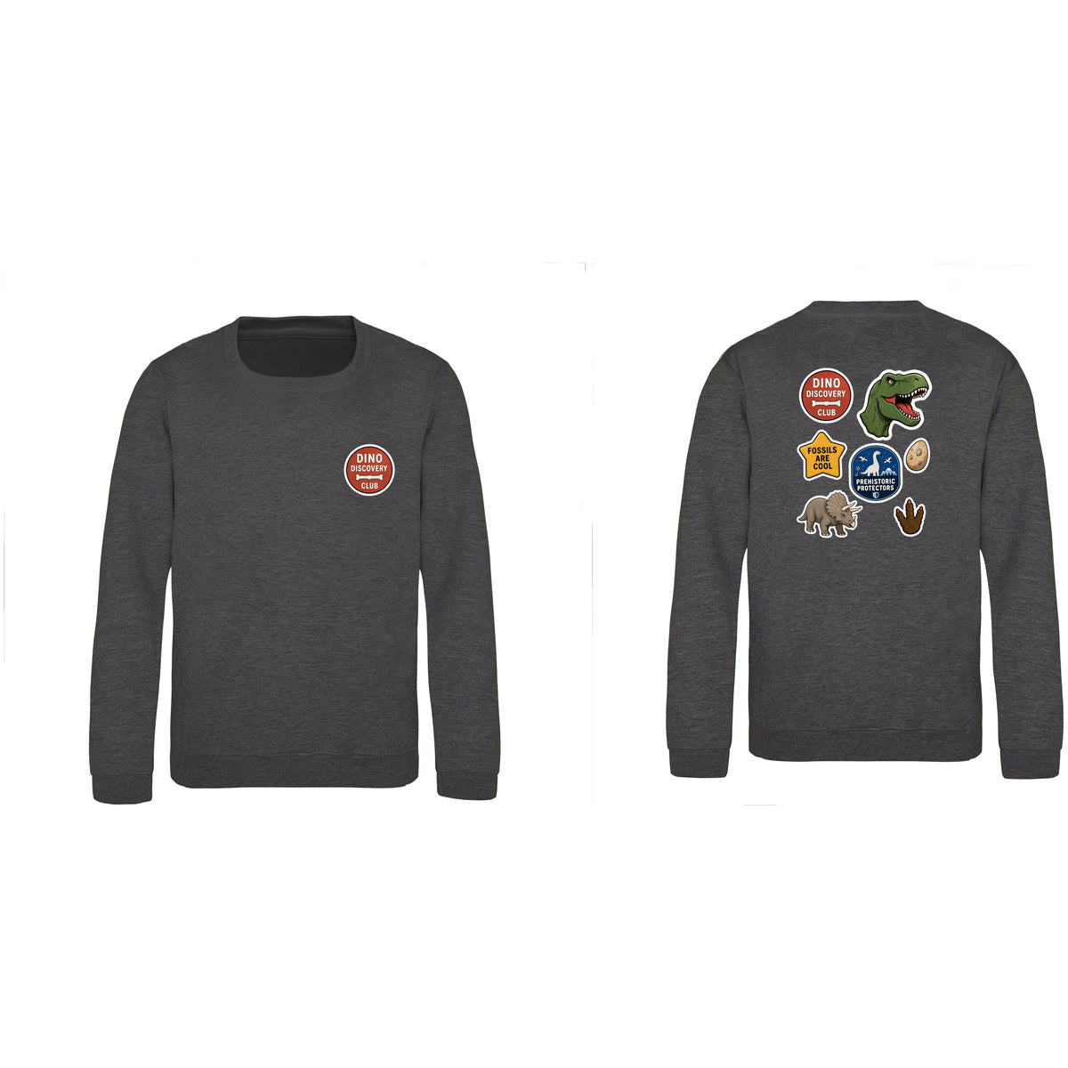 Dino Discovery Club Kids' Sweatshirt - Badges of the Wild Charcoal colour variant image