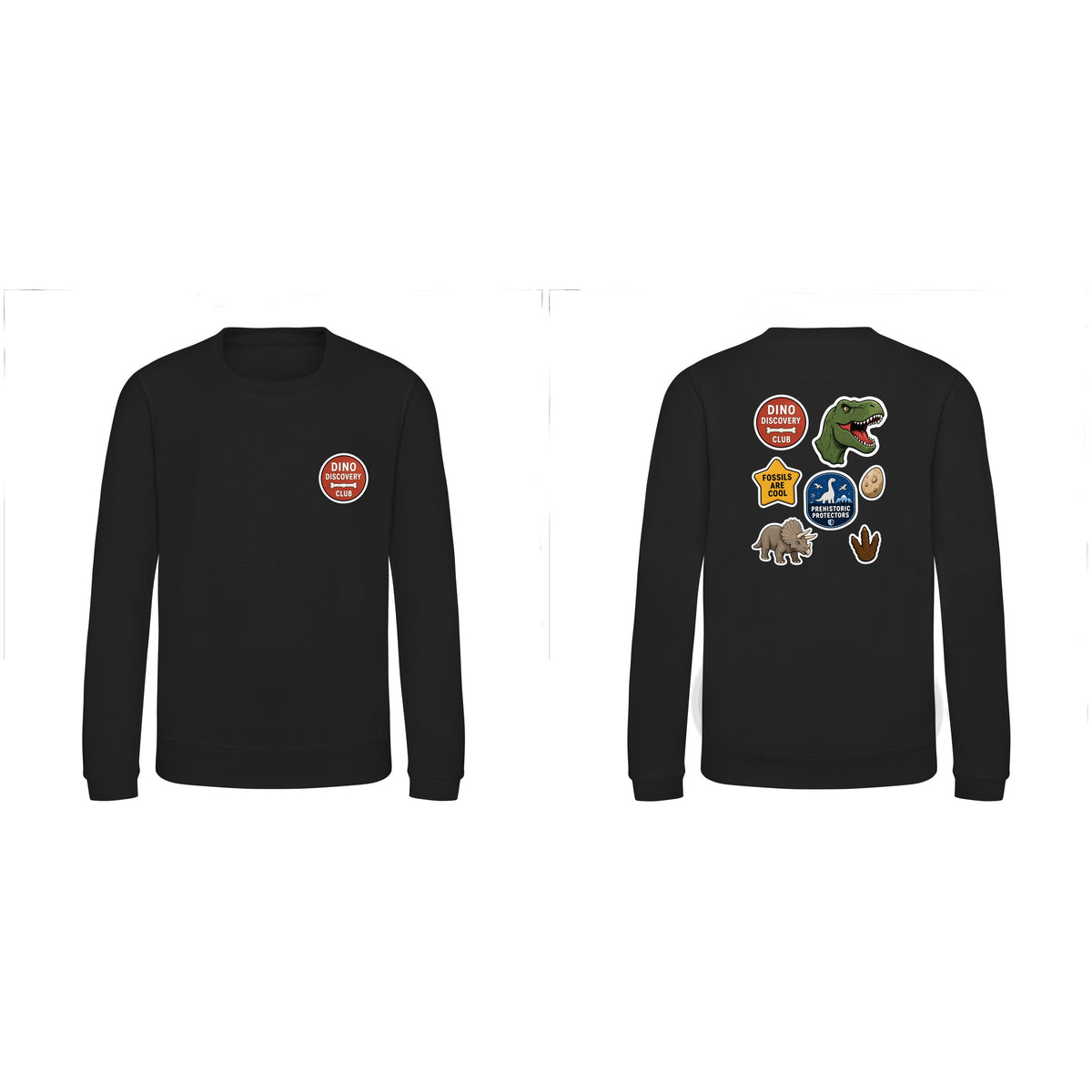 Dino Discovery Club Kids' Sweatshirt - Badges of the Wild Deep Black colour variant image