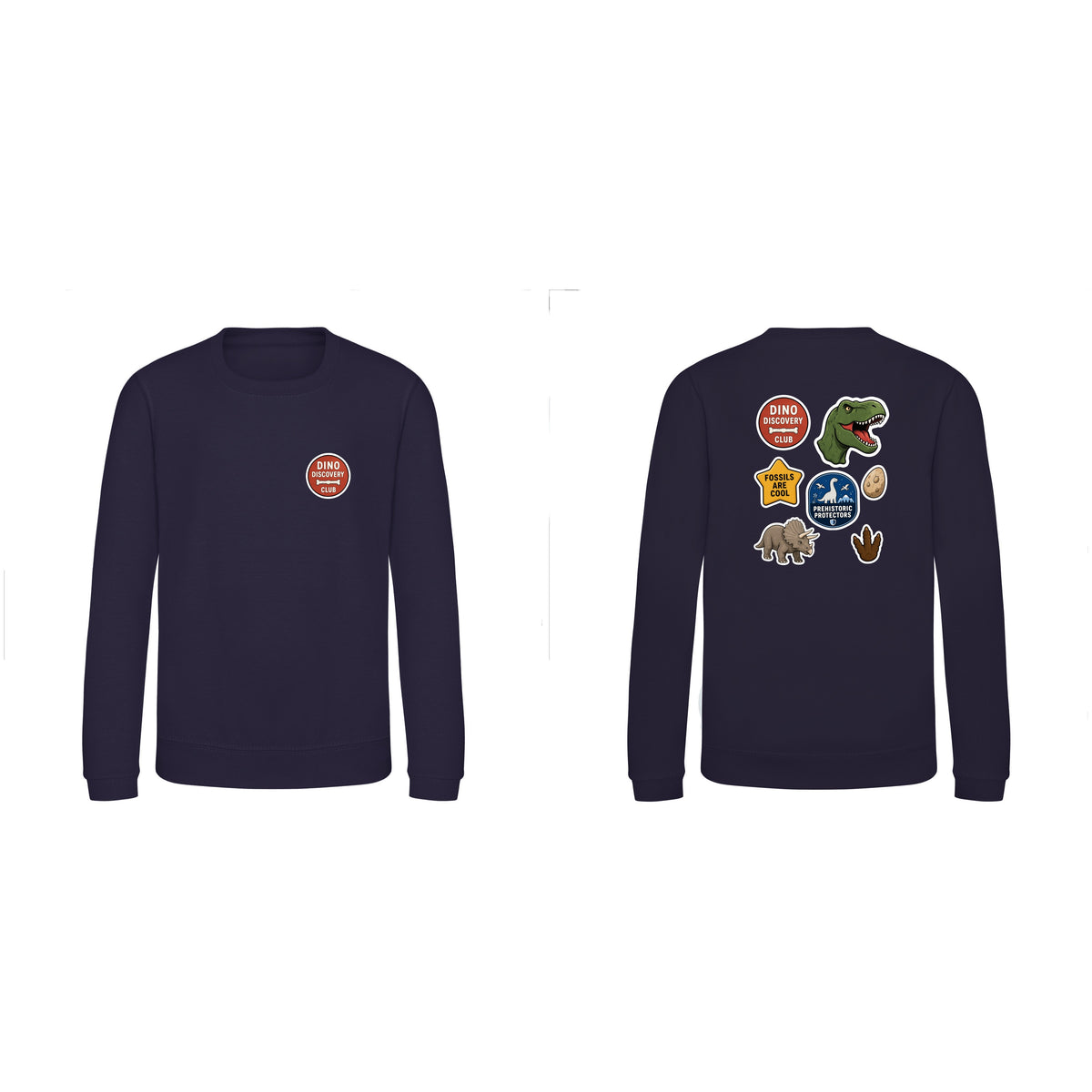 Dino Discovery Club Kids' Sweatshirt - Badges of the Wild French Navy colour variant image