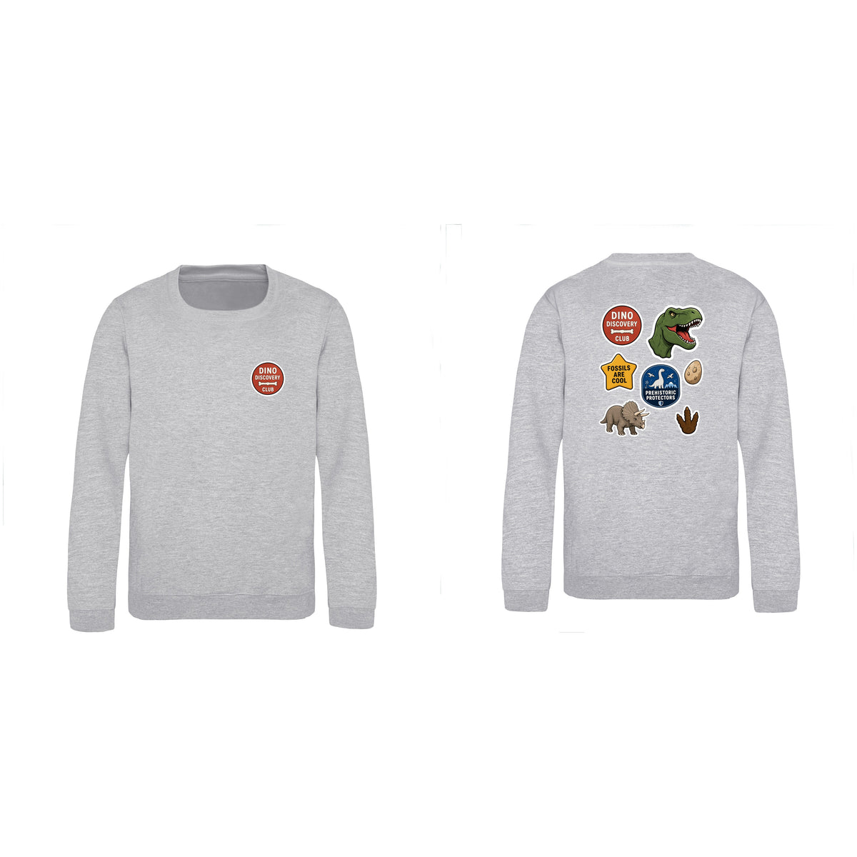 Dino Discovery Club Kids' Sweatshirt - Badges of the Wild Heather Grey colour variant image