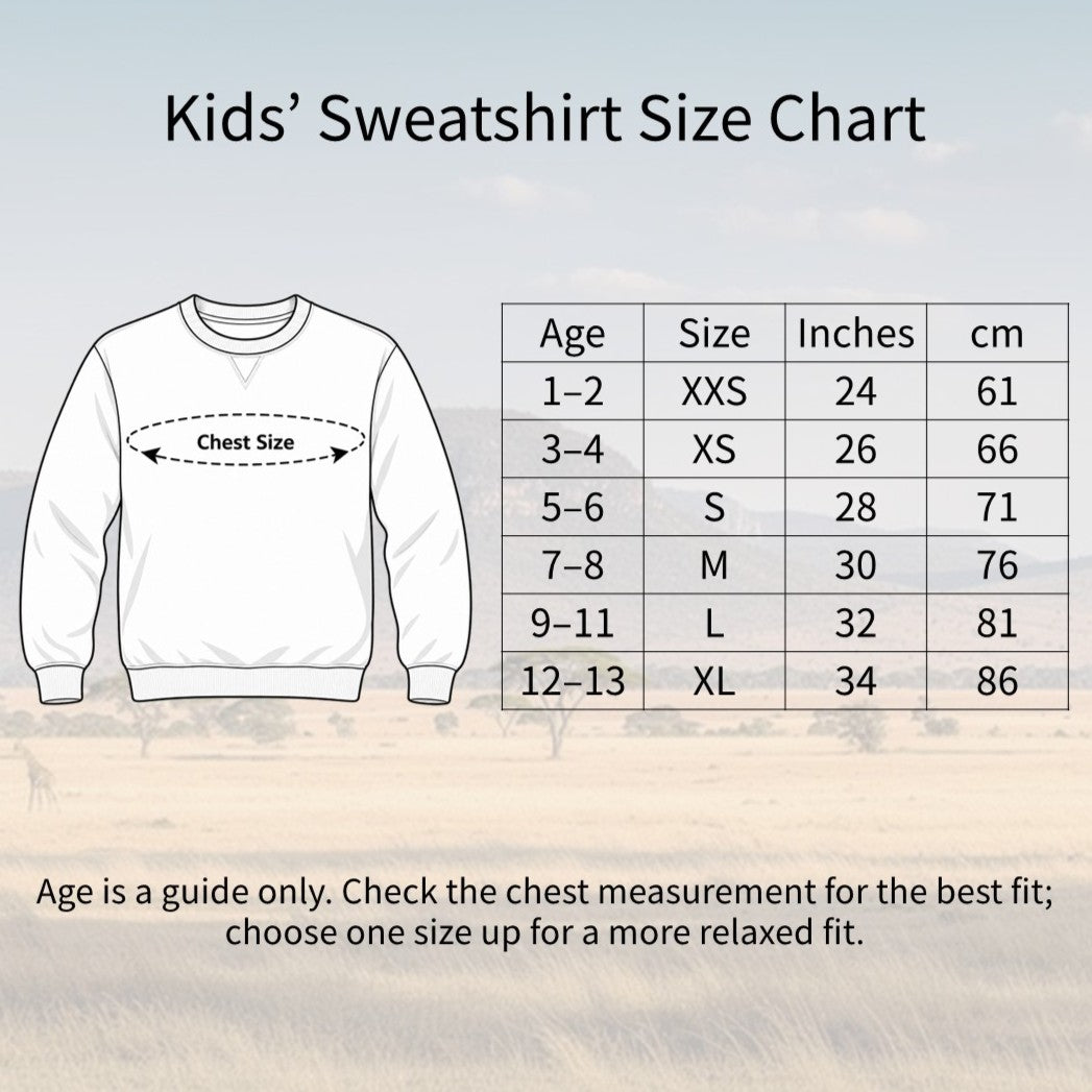 Dino Discovery Club Kids' Sweatshirt - Badges of the Wild semantic size guide