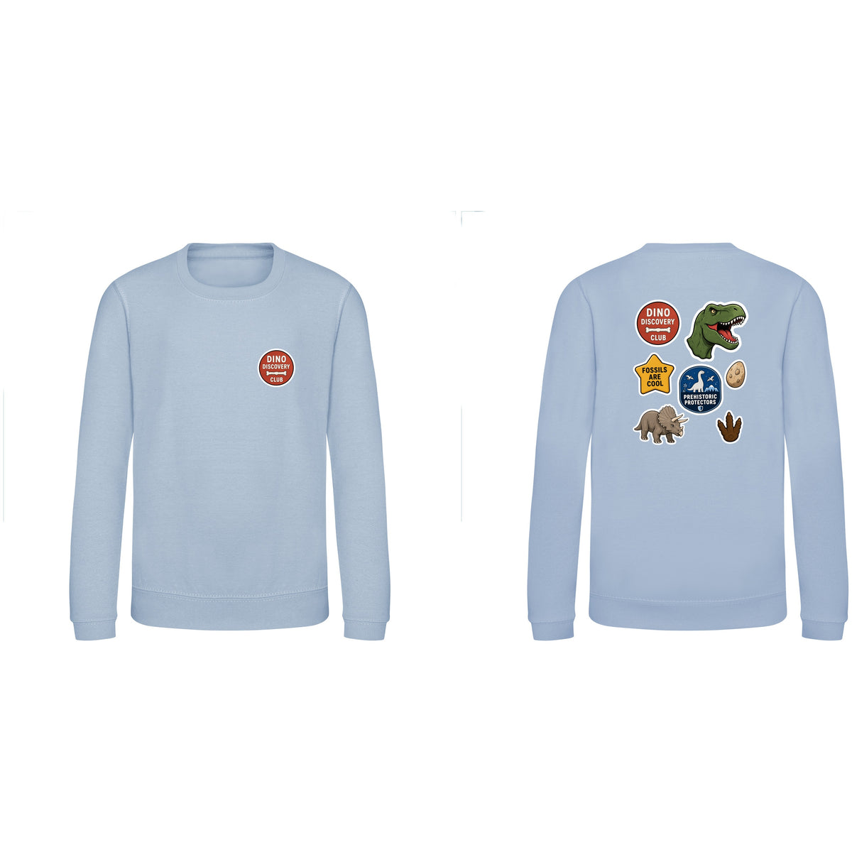 Dino Discovery Club Kids' Sweatshirt - Badges of the Wild Sky Blue colour variant image