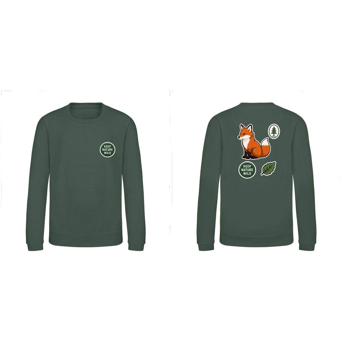 Keep Nature Wild Kids' Sweatshirt - Badges of the Wild Bottle Green colour variant image
