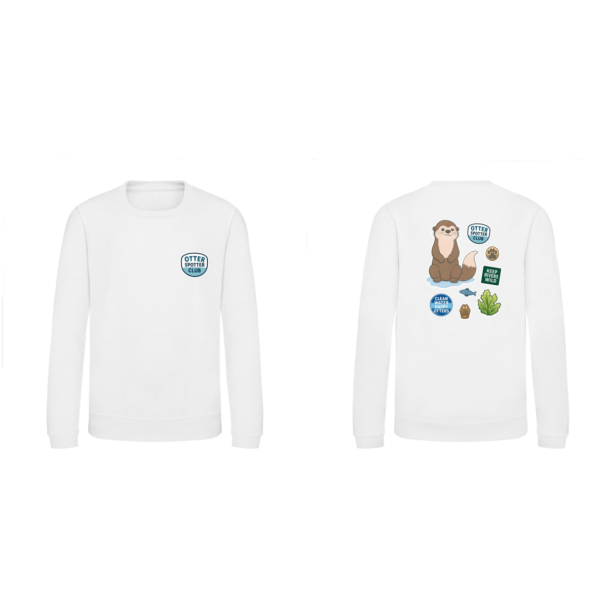 Otter Spotter Club Kids' Sweatshirt - Badges of the Wild Arctic White colour variant image
