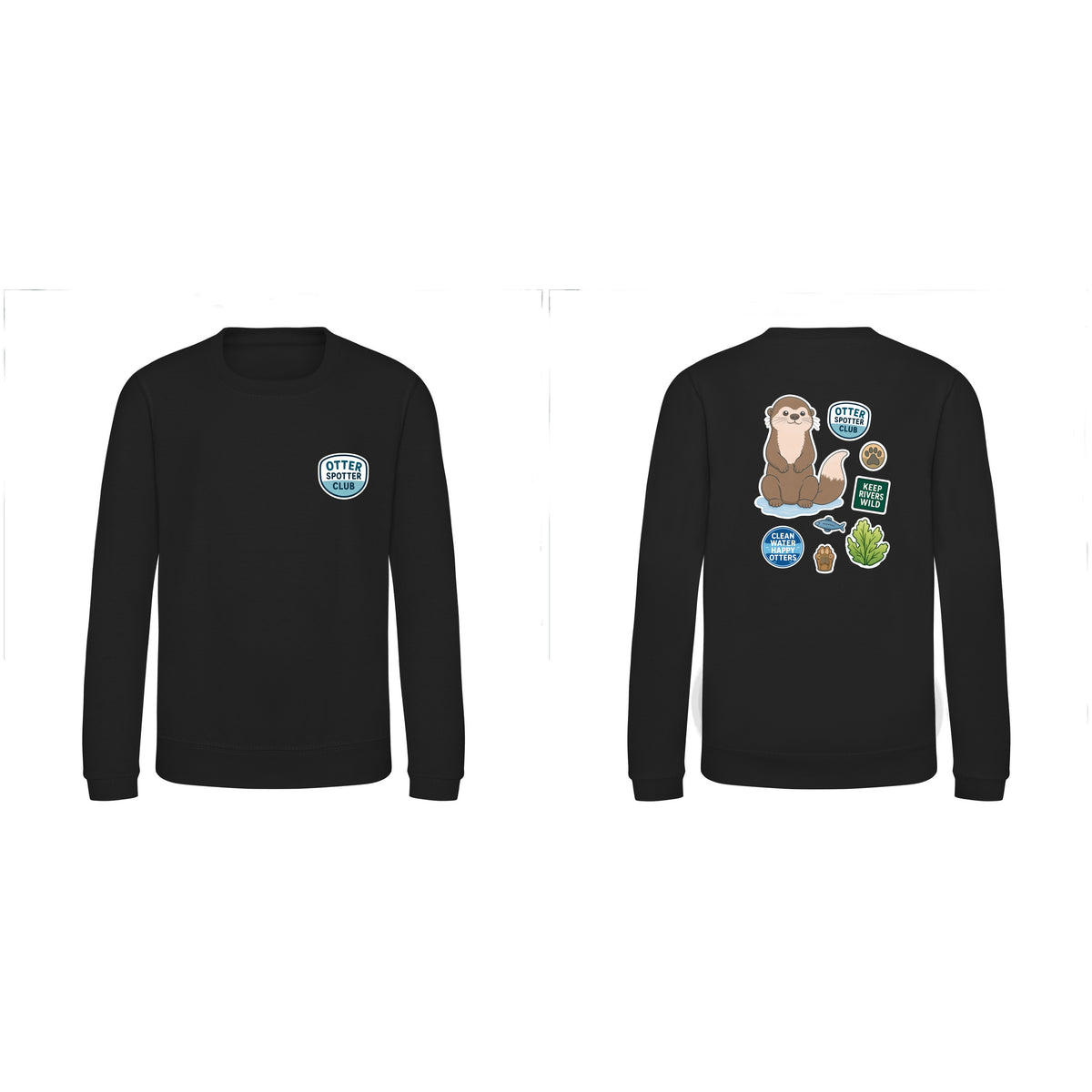 Otter Spotter Club Kids' Sweatshirt - Badges of the Wild Deep Black colour variant image