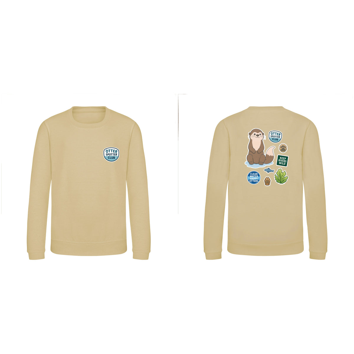 Otter Spotter Club Kids' Sweatshirt - Badges of the Wild Desert Sand colour variant image