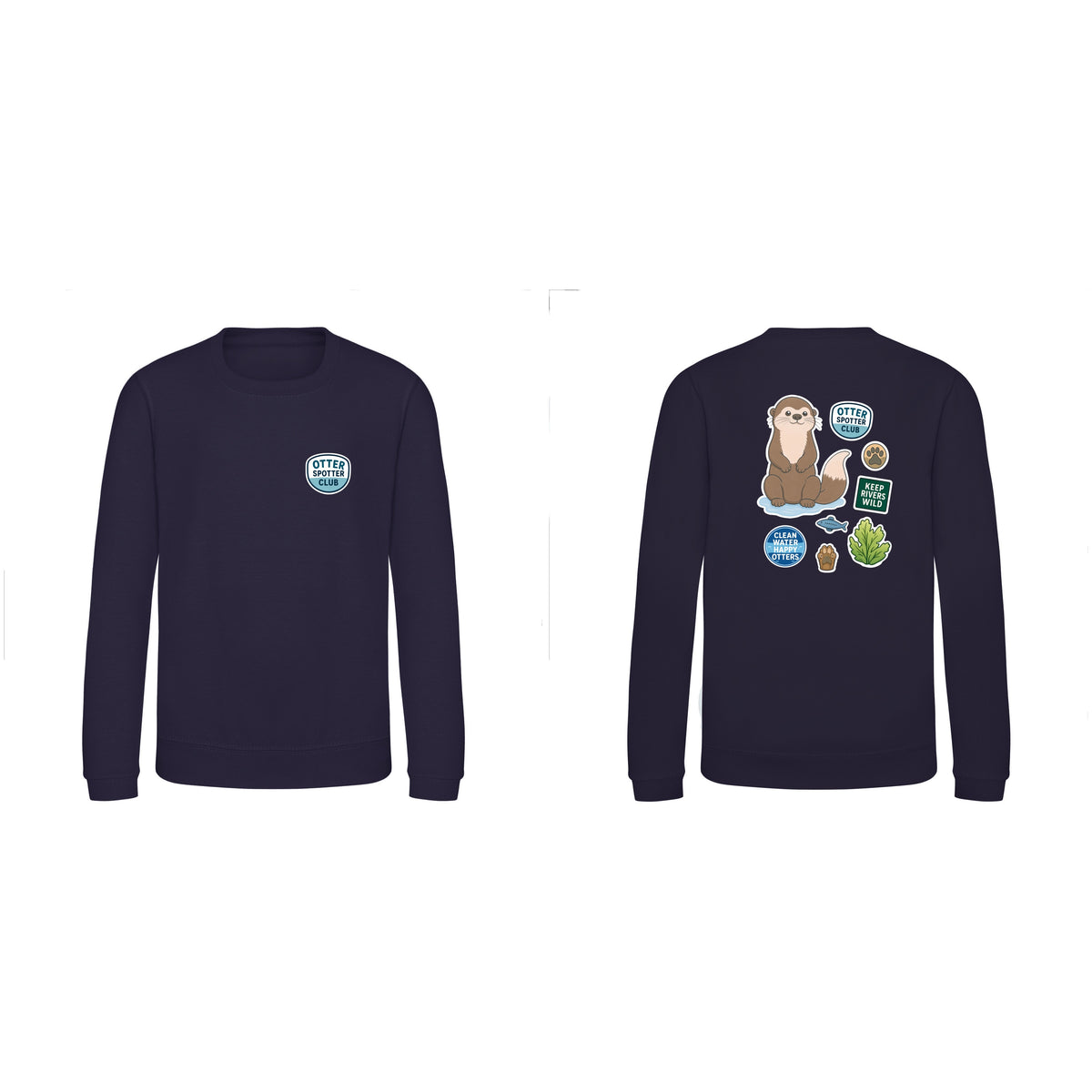 Otter Spotter Club Kids' Sweatshirt - Badges of the Wild French Navy colour variant image