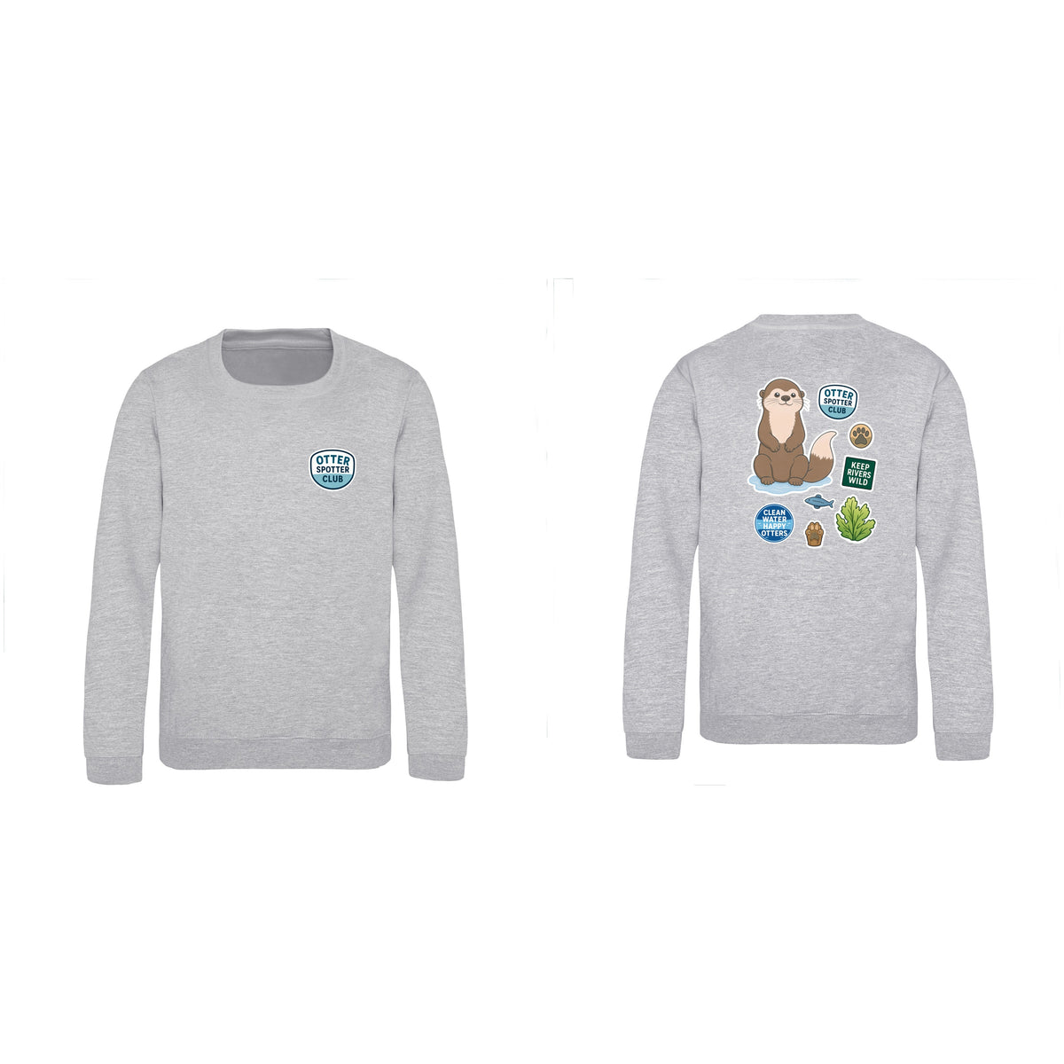 Otter Spotter Club Kids' Sweatshirt - Badges of the Wild Heather Grey colour variant image