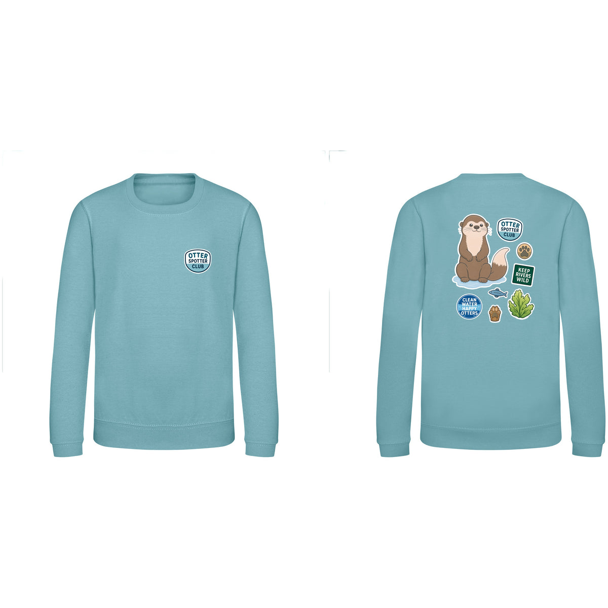 Otter Spotter Club Kids' Sweatshirt - Badges of the Wild Seafoam colour variant image