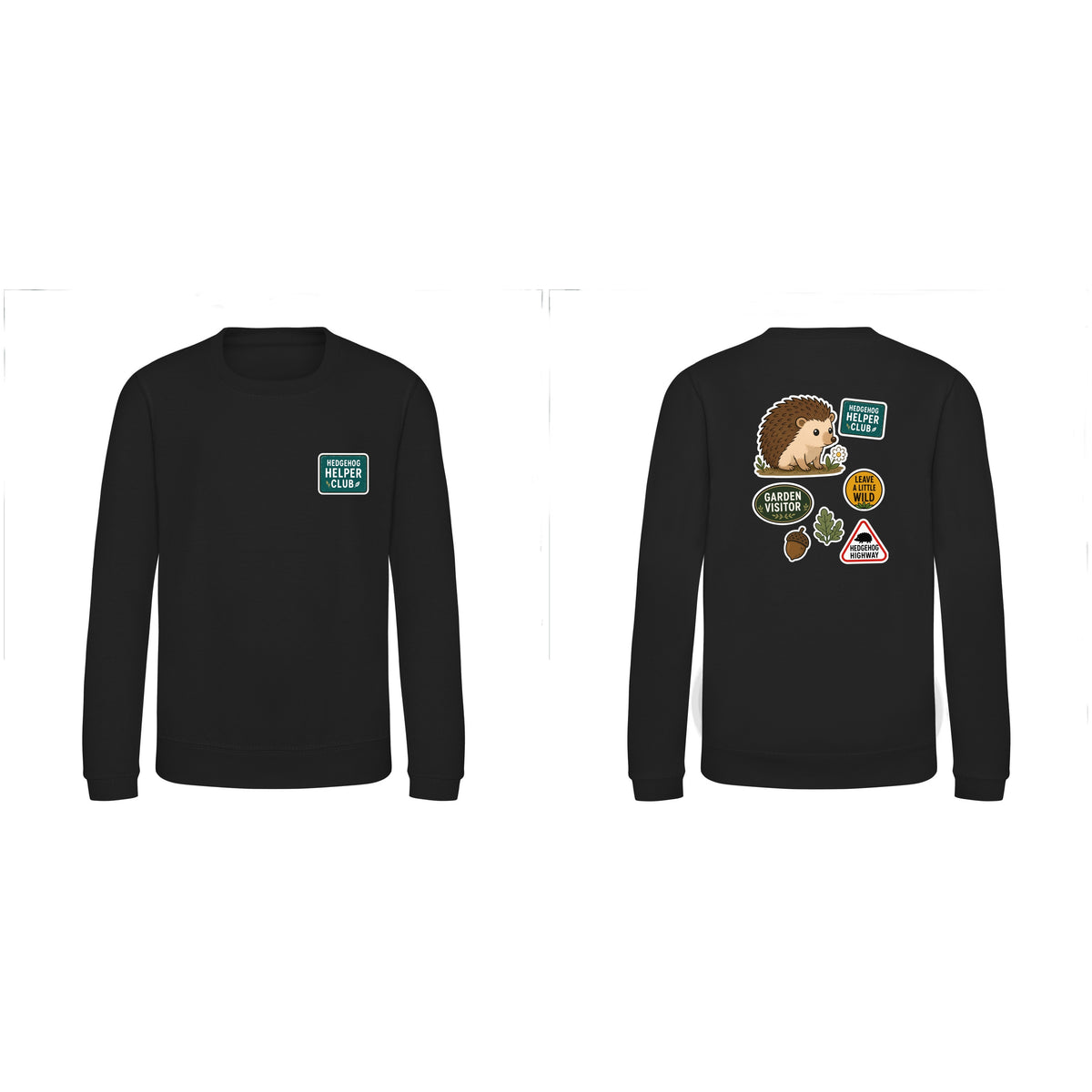 Hedgehog Helper Club Kids' Sweatshirt - Badges of the Wild Deep Black colour variant image