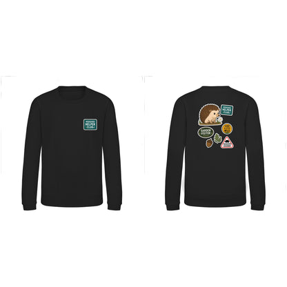 Hedgehog Helper Club Kids' Sweatshirt - Badges of the Wild Deep Black colour variant image