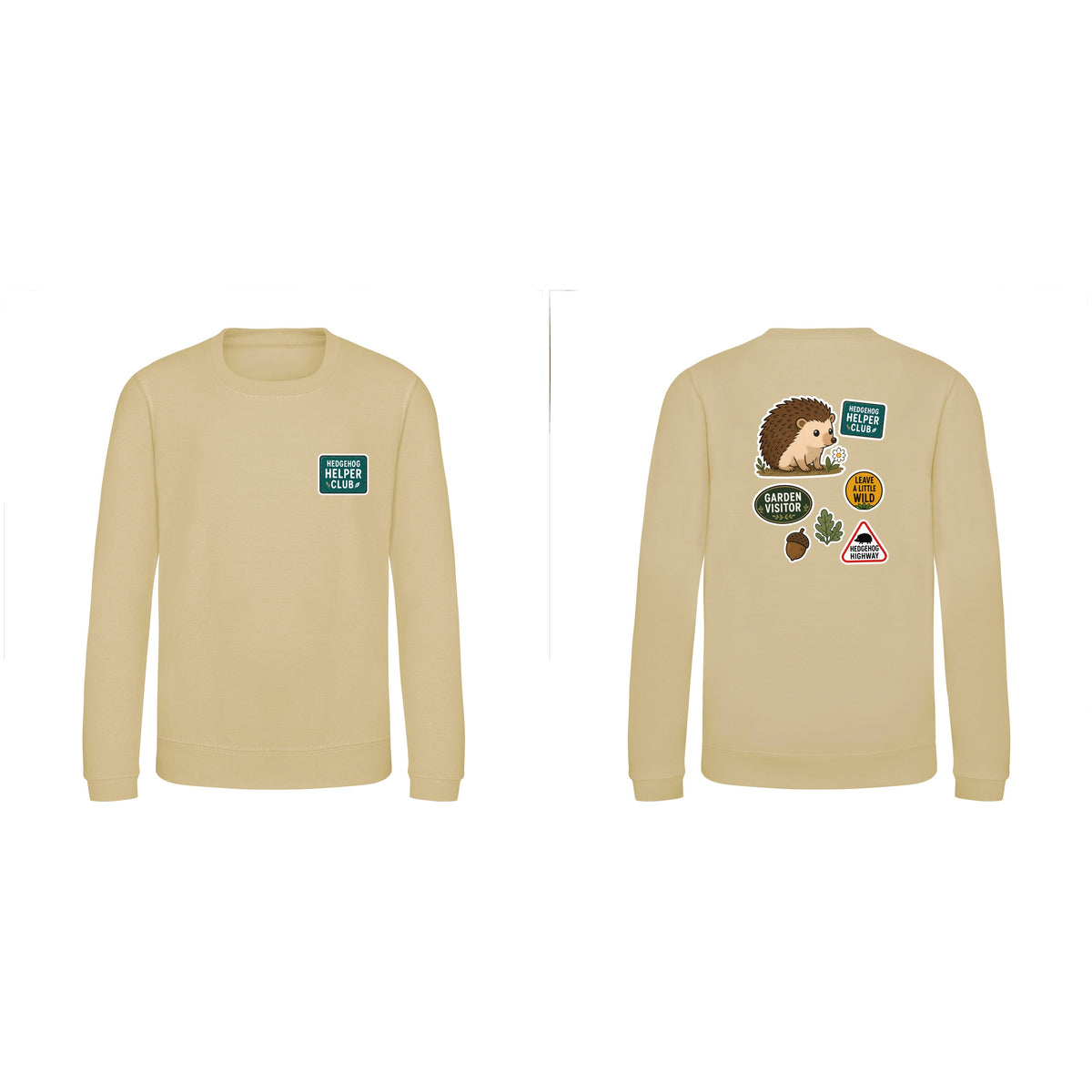 Hedgehog Helper Club Kids' Sweatshirt - Badges of the Wild Desert Sand colour variant image